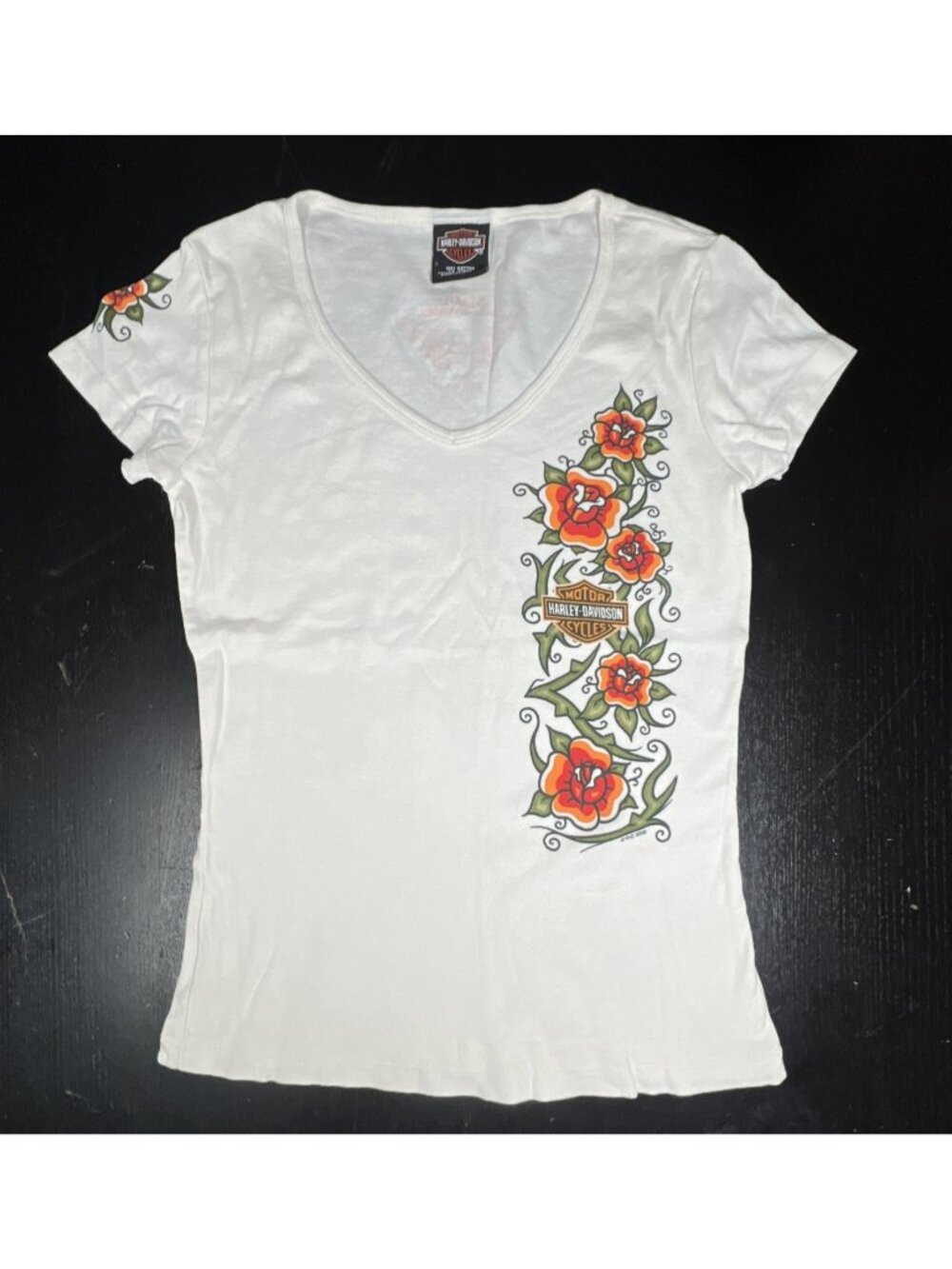 Vintage Harley Davidson Maui Hawaii Womens Large Tattoo Flash Babydoll T Shirt